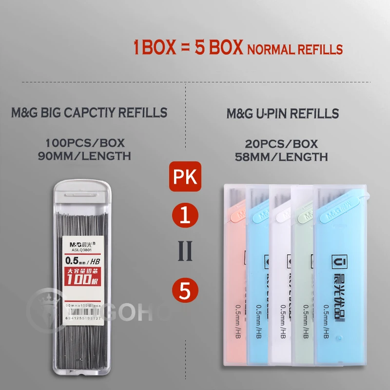 M &amp G 100 шт. карандаши 2B/HB 0 5 мм 7 графитовый свинцовый механический карандаш