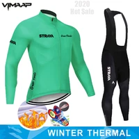 strava 2021 winter cycling clothing long sleeve jersey mens new team warm jacket set mtb clothes thermal fleece ropa ciclismo