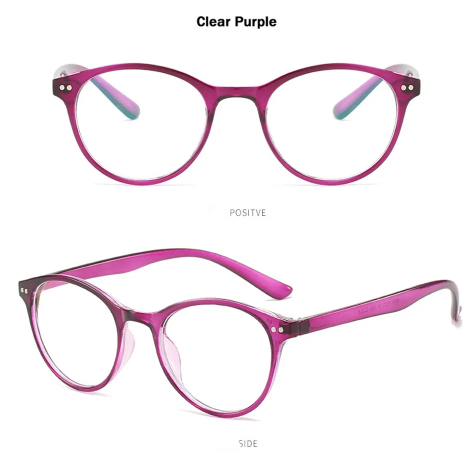 Elbru набора круглых прозрачных ленточек готовой близорукость Glassses Для женщин Для мужчин оптическая оправа для очков с диоптриями-0,5 1,0 1,5 2,0 2,5~ 6,0