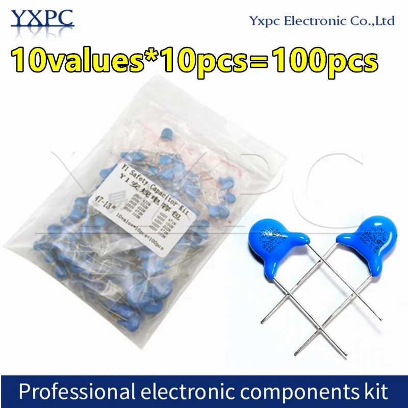 

10 значений * 10 шт. = 100 шт. предохранительный Y-конденсатор DIY KIT X1 Y1 Y2 400VAC 250VAC 471 102 222M 472M 103M