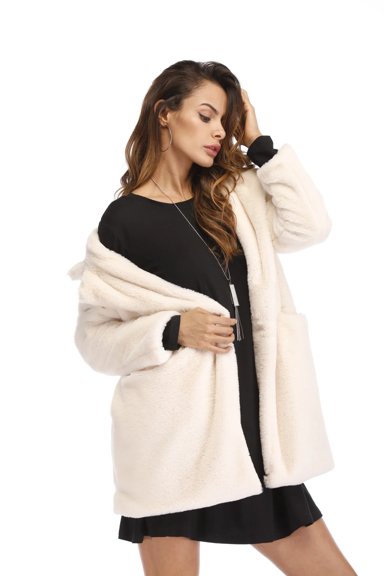 FaylisVow 4xl размера плюс Толстая Шуба женская зимняя теплая свободная плюшевая пушистая шуба с длинным рукавом из искусственного меха женские одноцветные куртки