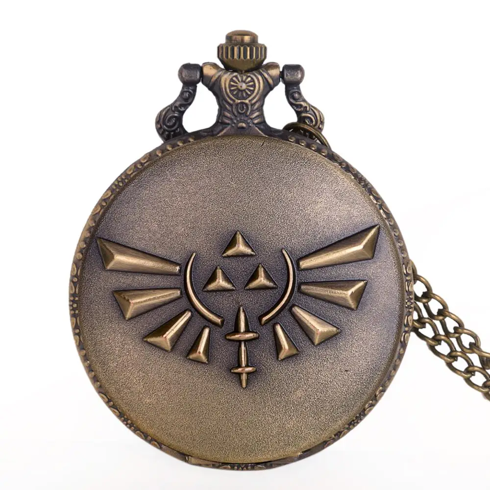 Бронзовый/черный кварцевые карманные часы Аналоговые в виде кулона Цепочки и