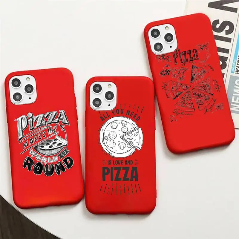 

Delicious Pizza retro pattern Phone Case Candy Color for iPhone 6 7 8 11 12 s mini pro X XS XR MAX Plus