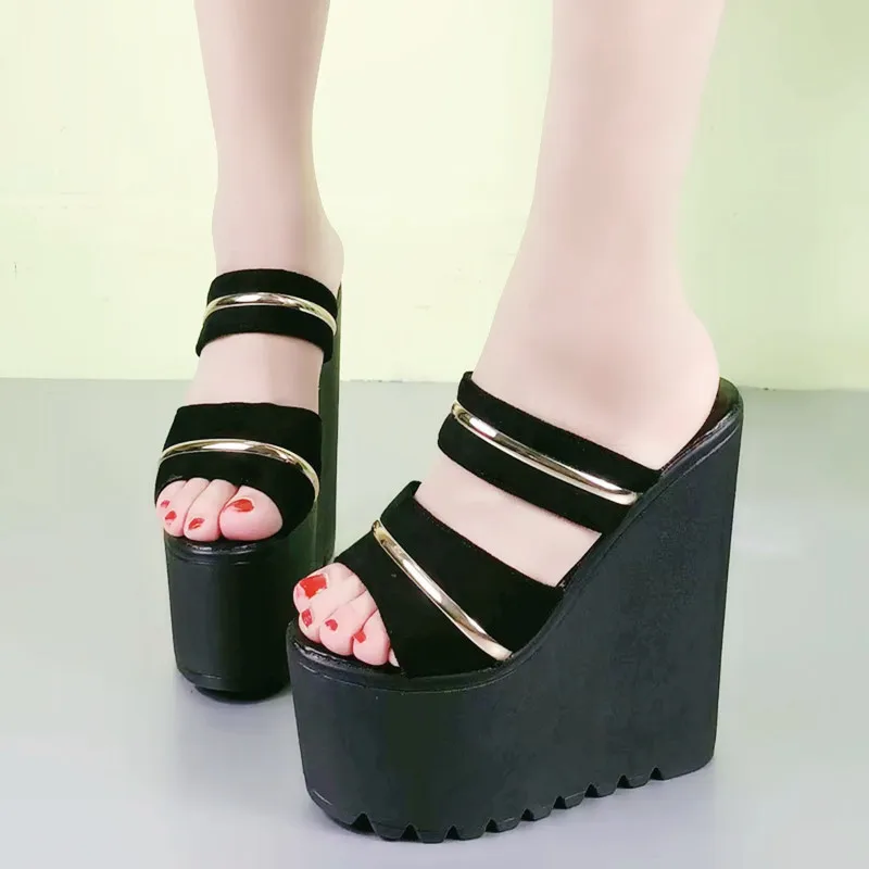

17cm Super High Heel Banquet Wedges Shoes For Women Platform Sandals
