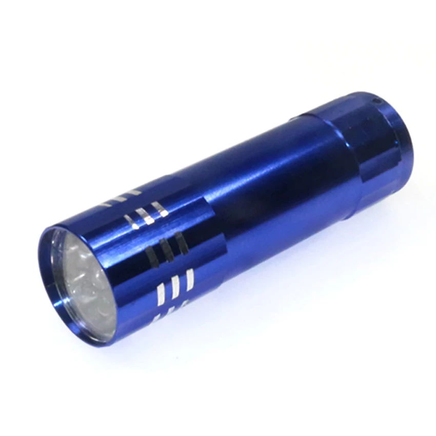 

1pcs Portable mini Small flashlight 9 LED Lamp beads Aluminum alloy UV LED Flashlight For AAA battery waterproof illumination