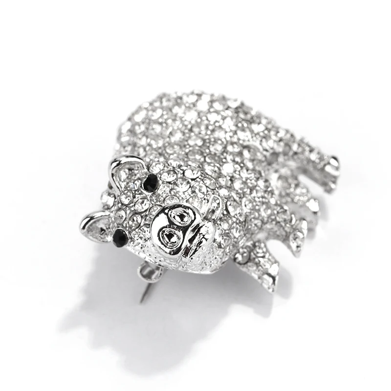 ALLYES милый горный хрусталь свинья Броши прекрасный серебряный Цвет Хрюша брошь на