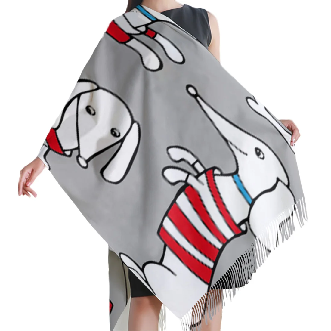 Весенний зимний женский шарф такса собака мультфильм теплые кашемировые шарфы