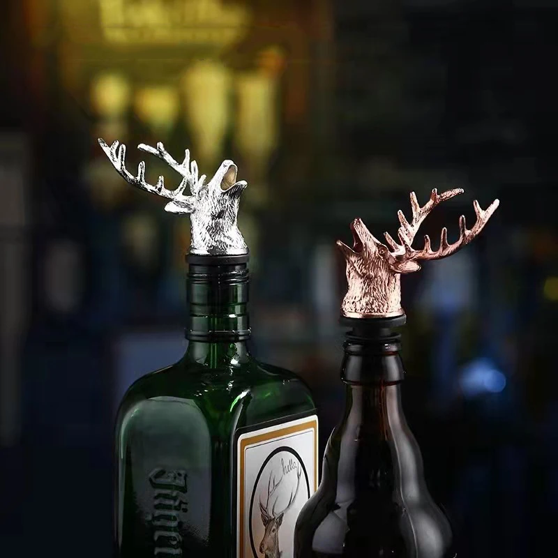 

Wine Pourer Zinc Alloy Deer Elk Lion Bull Head Mouth Wine Stopper Vodka Pourer Funnel Tools Jagermeister Accessories Alcohol