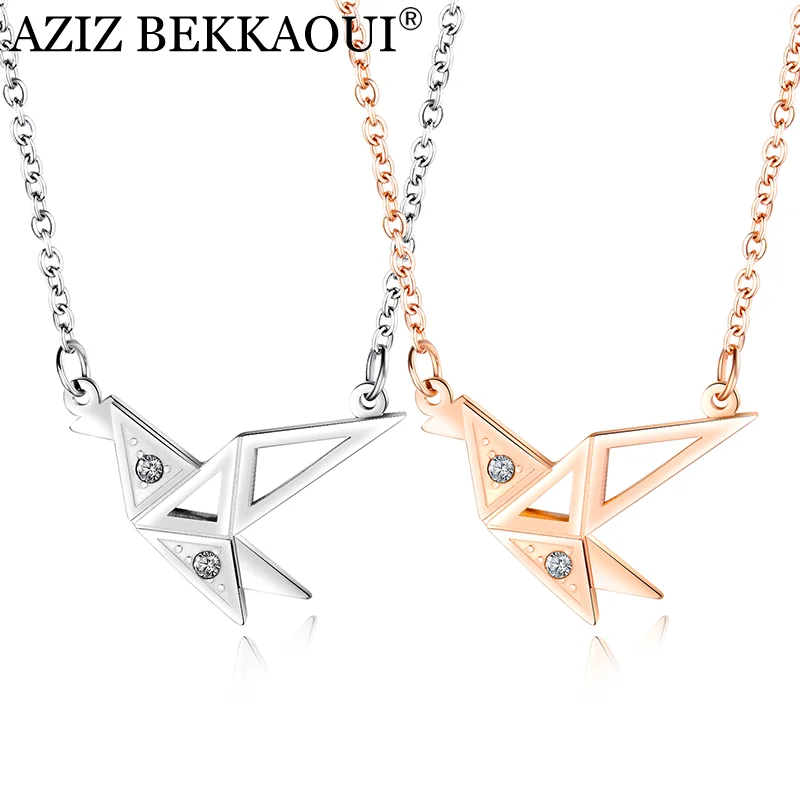 Женское Ожерелье из нержавеющей стали с бумажным журавлем|Ожерелья подвеской| |