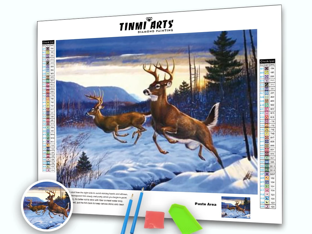

5D Diamond Painting Embroidery Running Deer Pictures Of Rhinestones Diamond Mosaic Animals Full Round Drill Wall Decor