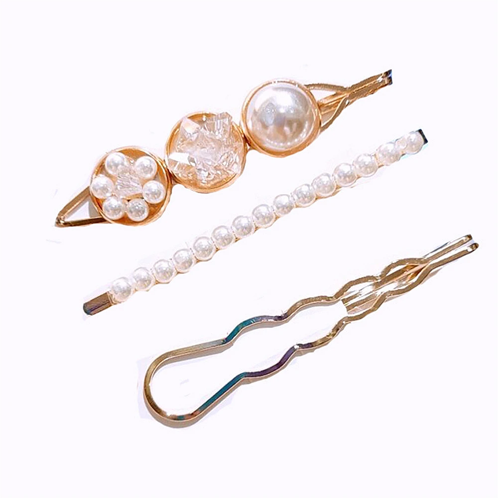 3PCS/Set Pearls Rhinestones Hair Clips for Women Exquisite Flower Diamond Barrettes Girls Sweet Hairpins Headwear images - 6