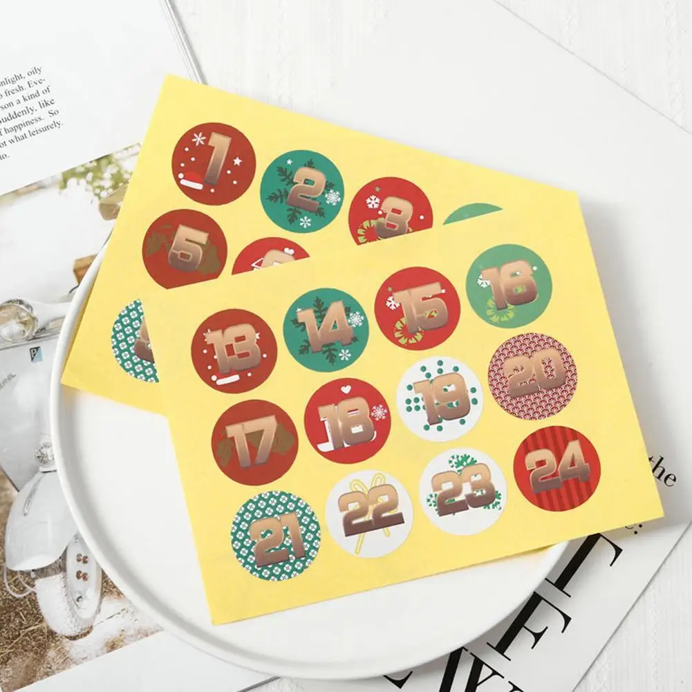 

Christmas Number Stickers Round Number Sticker Label Christmas Gift Number Sticker 12pcs Christmas Sealing Stickers