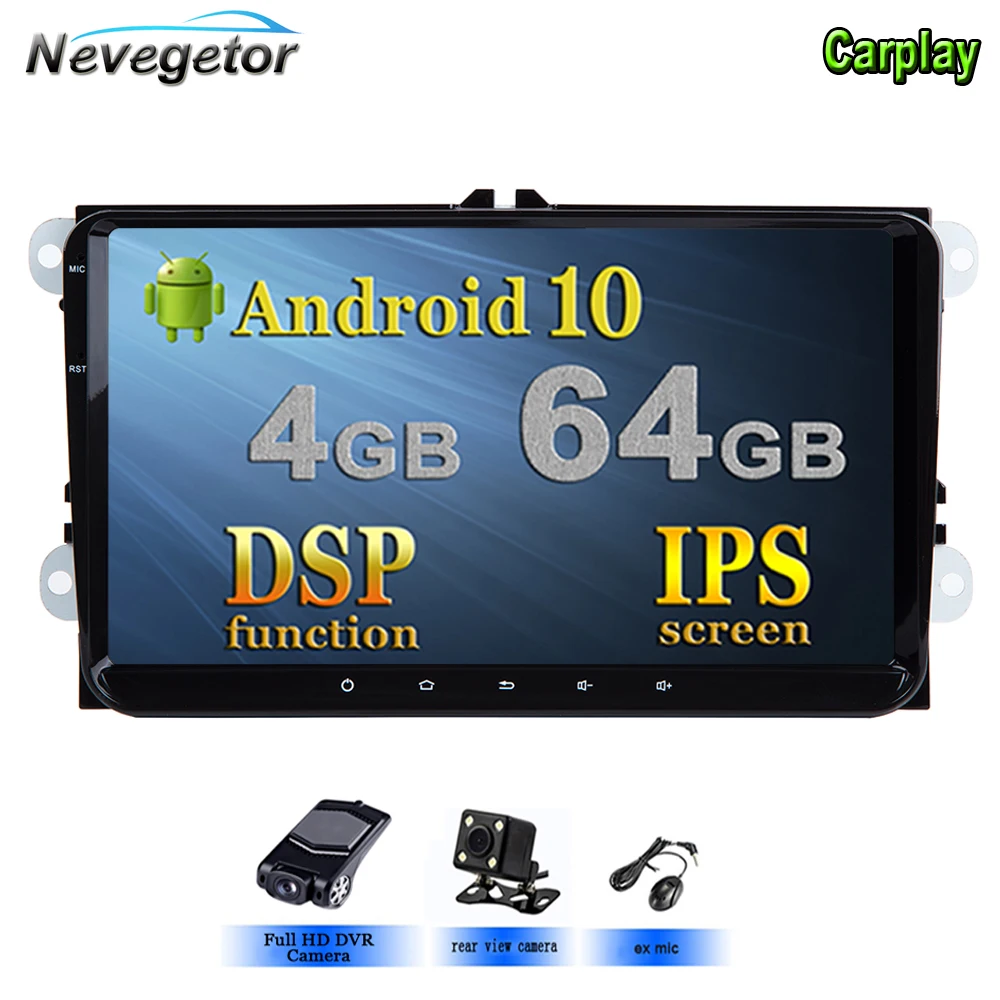 Автомобильный мультимедийный плеер DSP Android 10 для Seat Altea Leon Toledo volkswagen VW Passat Skoda Series GPS