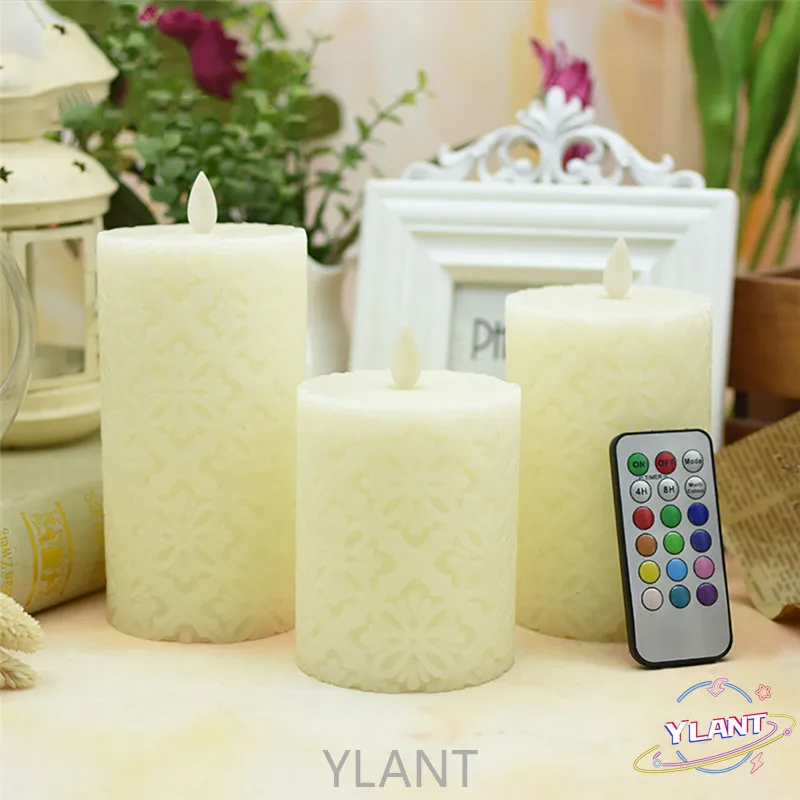 

LED Candle With RGB Remote Control Wax Pillar Candle For Christmas Wedding Decoration Flameless Electronic Candle Night Light