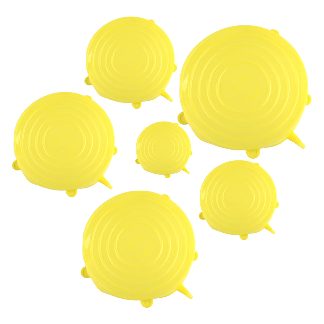 yellow LETAOSK 6 шт. УНИВЕРСАЛЬНЫЕ СИЛИКОНОВЫЕ растягивающиеся всасывающие крышки для кастрюль кухонные крышки для кастрюль пробка против разлива и утечки - Цвет: yellow
