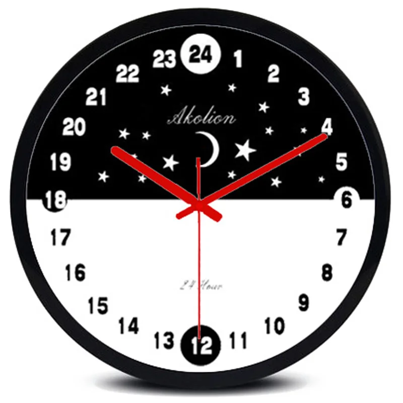 Новейшие 24 часовой циферблат дизайн 12 дюймов пластиковая рамка современные