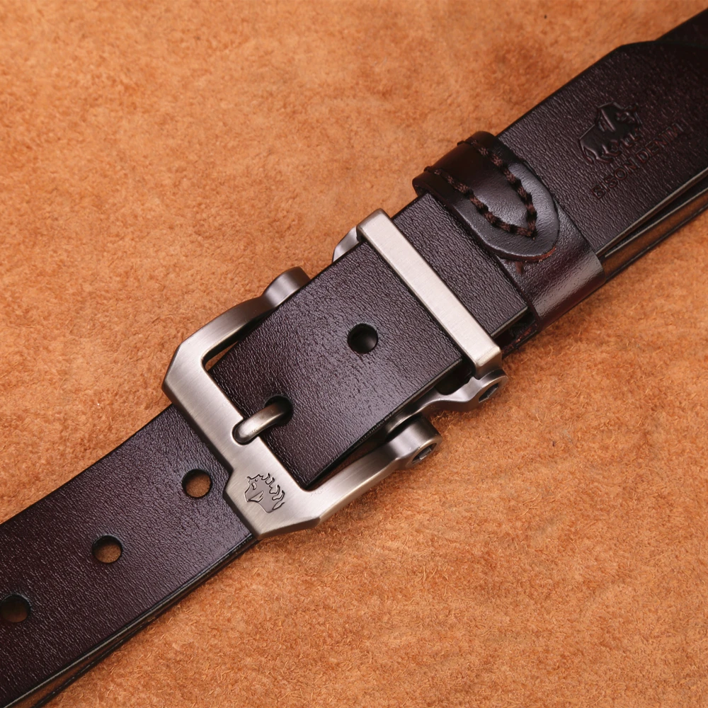 BISON DENIM мужской ремень из натуральной воловьей кожи мужской ремень с пряжкой качественный мужской коричневый ремень винтажные джинсы N71223