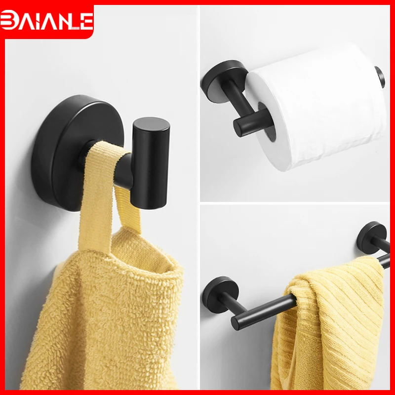 

Towel Holder Black Stainless Steel Towel Bar Bathroom Hook for Towels Coat Rack Toilet Paper Holder Bathroom Accessories Black
