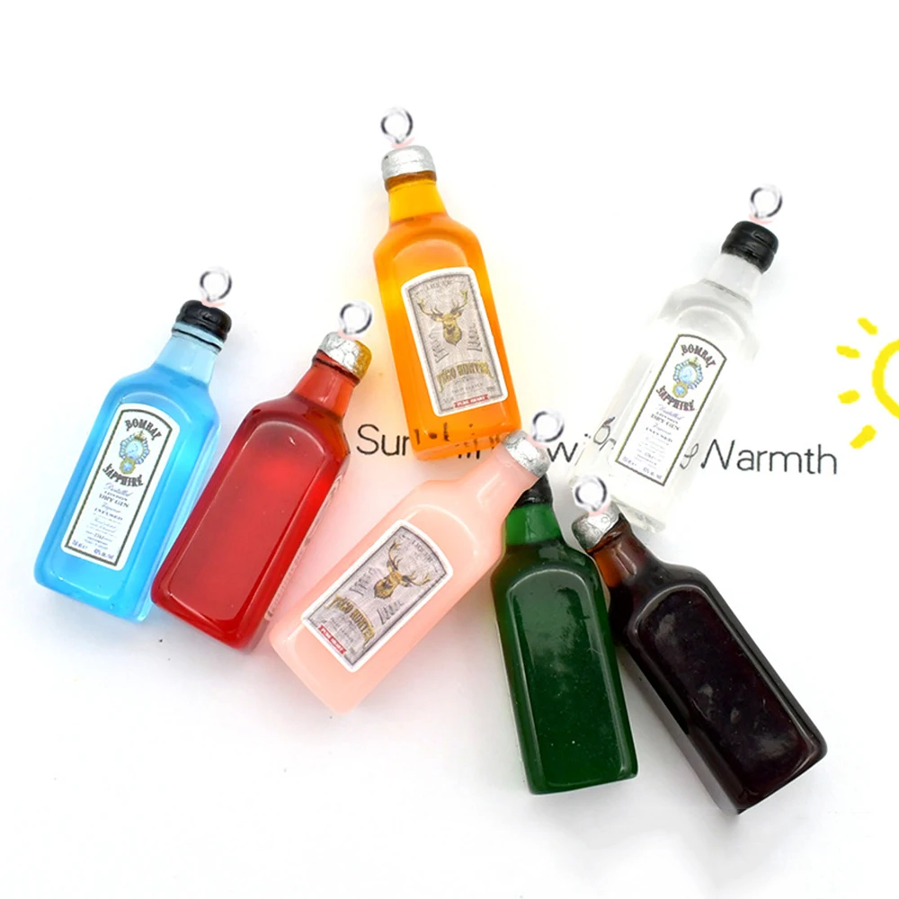 Yamily 10 шт./Смола Винная подвеска симуляция бутылки алкоголя для создания украшений для брелка-ключа, сережек, ожерелья.