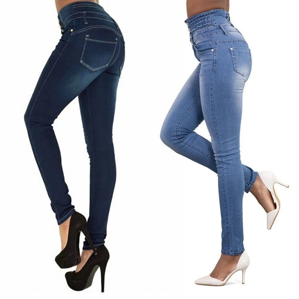 

2021 New High Quality Wholesale Woman Denim Pencil Pants Top Brand Stretch Jeans Waist Women