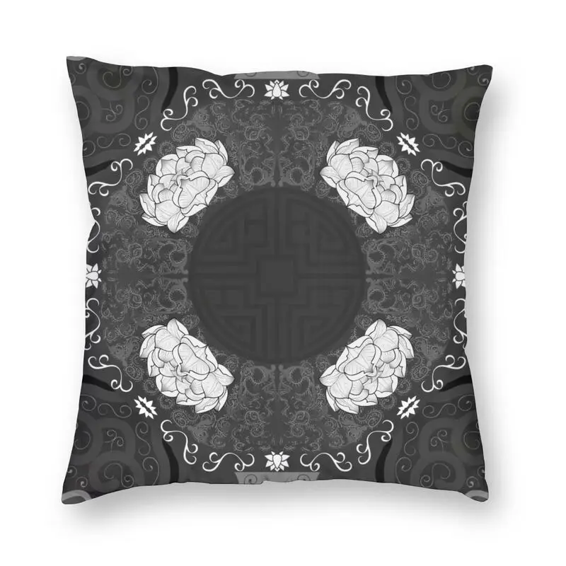 

Antique Bronze Lotus Chinese Porcelain Cushion Cover 45x45cm Home Decor Vintage Paisley Floral Throw Pillow Case for Living Room