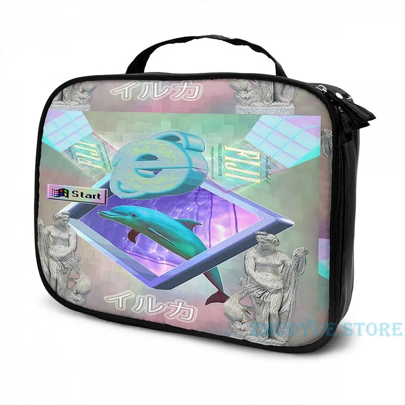 Рюкзак с графическим принтом Vaporwave dolphin USB-зарядкой и Интернетом мужские женские