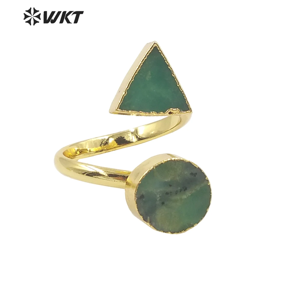WT-R371 Женское элегантное кольцо с двойным камнем позолоченное австралийское