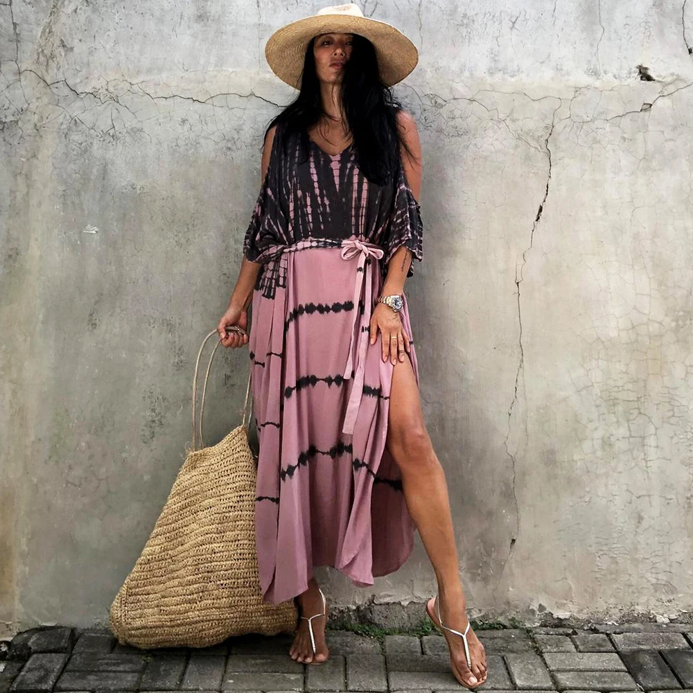 

2021 Women Sexy Beach Dress Long Tunics Female Bikini Cover Up New Bathing Suit Cover Up Summer Beach Cover Up Printed Outerwear