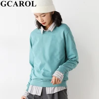 gcarol women o neck candy long hooded oversize loose sport sweatshirt cotton blends high street autumn winter jersey 5 xl