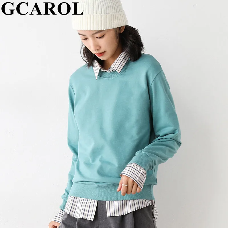 Женский спортивный свитер GCAROL свободный с круглым вырезом и капюшоном Осень зима
