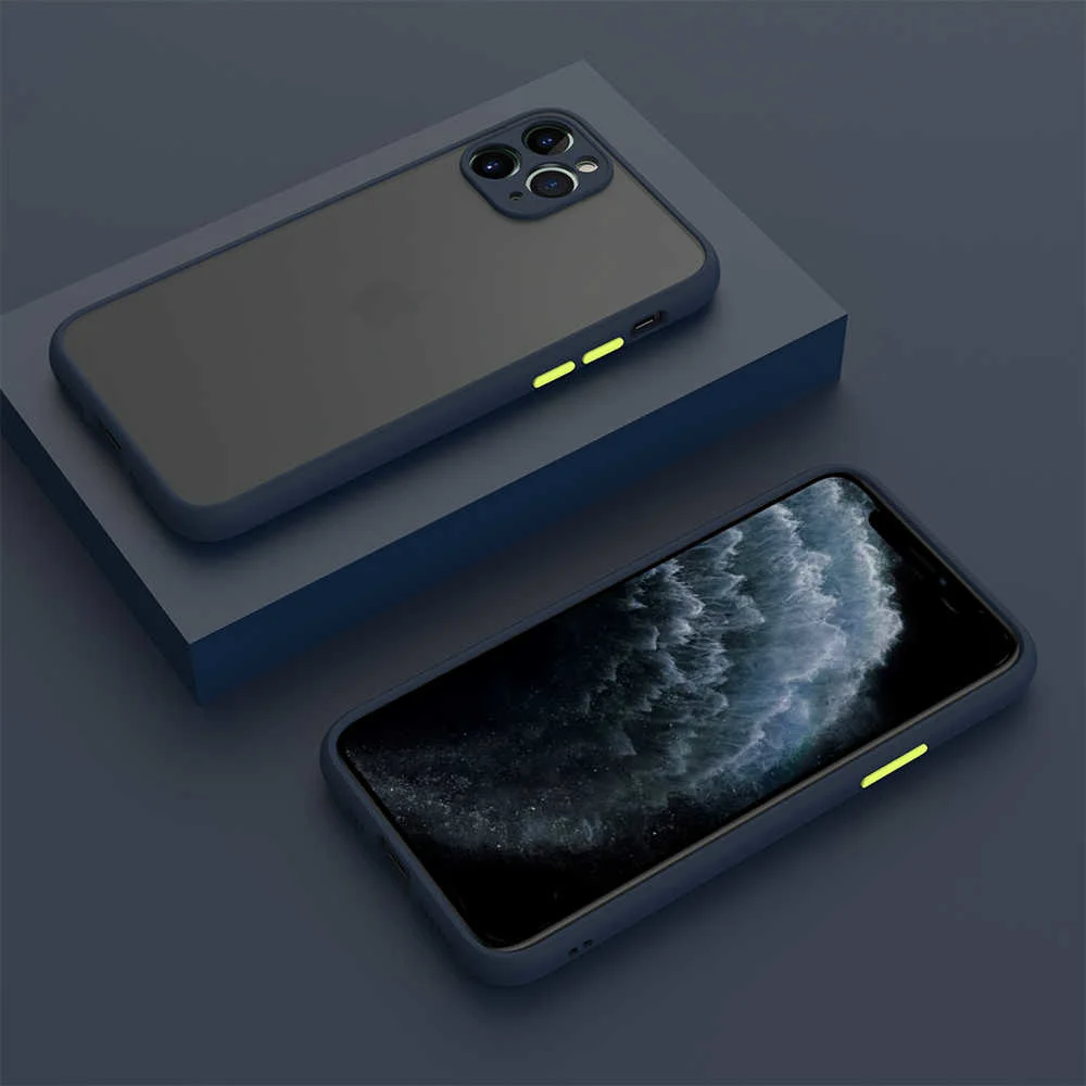 

Matte Case For iPhone 12 Mini 11 Pro Max 11Pro 12Pro iPhone12 X XS XR 7 8 Plus SE 2020 Blue Cover Camera Protection Accessories