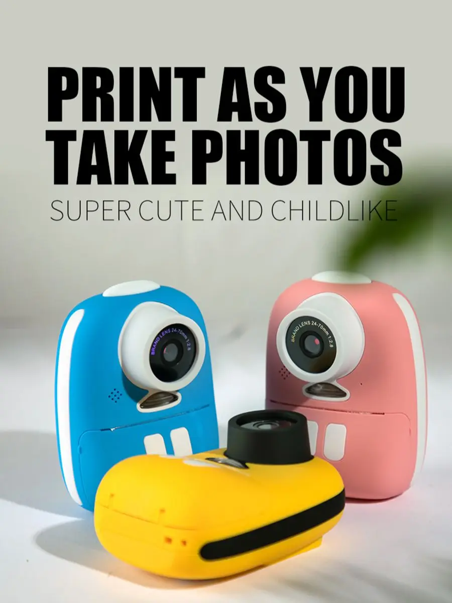 2 Inch Children Camera Instant Print Photo Digital Camera HD 1080P Video Children's Camera with Print Paper Toy Gift Kids Camera