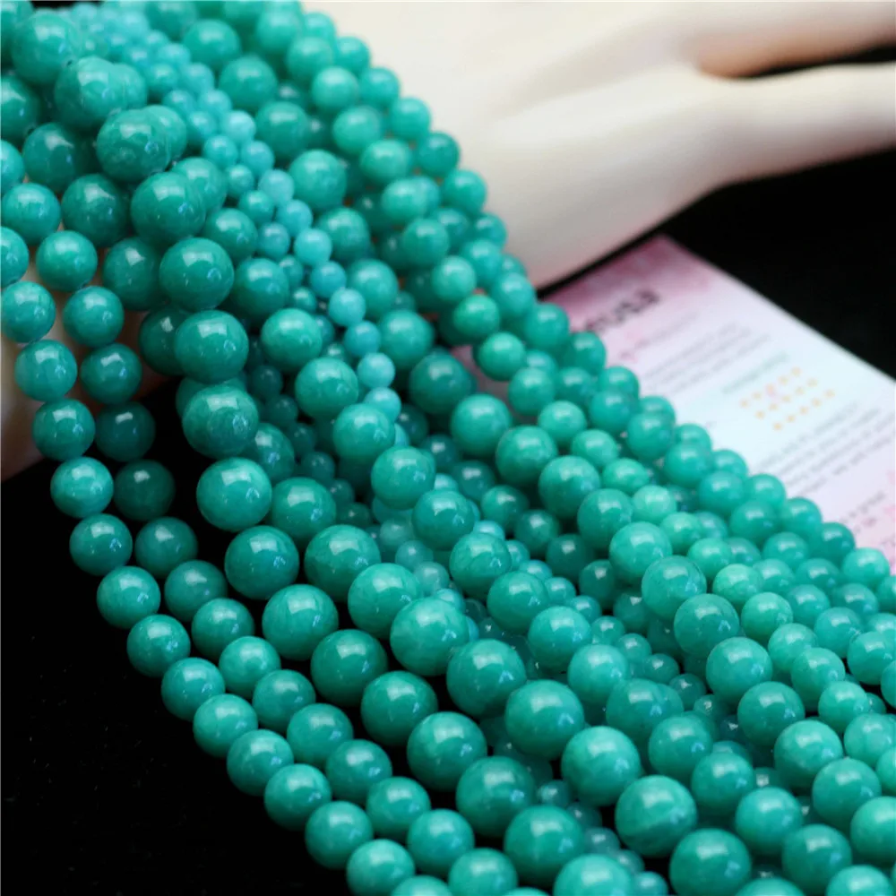 

Oameusa 6mm 8mm 10mm 12mm Round Blue-Green Stone Loose Agates Spacer Beads For Jewelry Making DIY Bracelet Necklace Earings