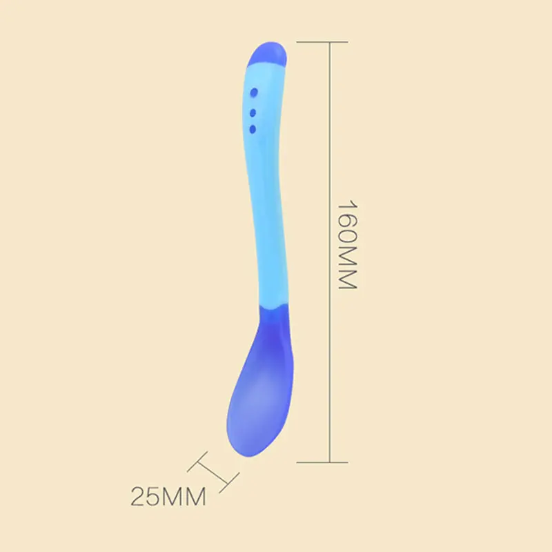 

2pcs/set Newborn Silicone Spoon Baby Fork Safety Temperature Sensing Kids Children Flatware Baby Feeding Toddler Boys Girls Soft