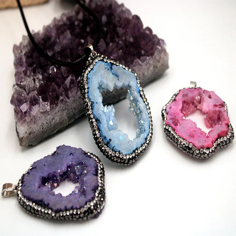 Натуральные грубые камни красочные нестандартные хрустальные подвески