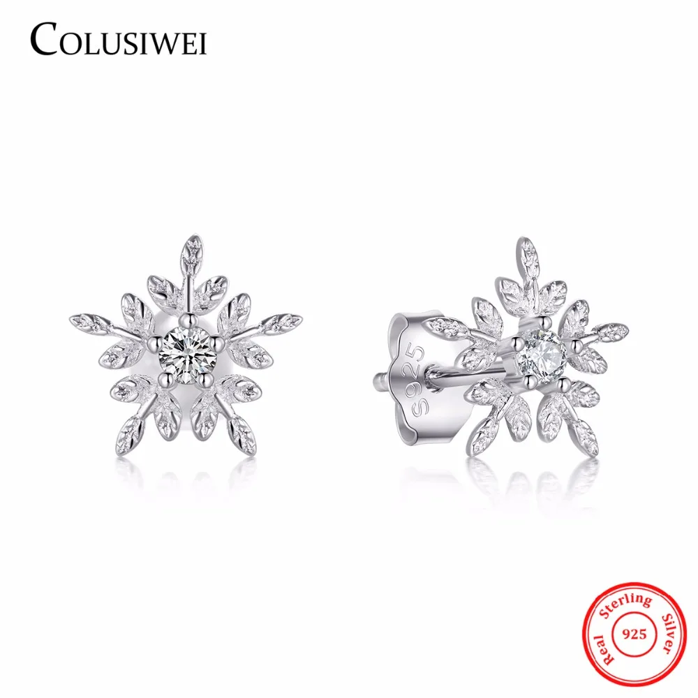 Лидер продаж белые серьги гвоздики в форме снежинок прозрачного твердого
