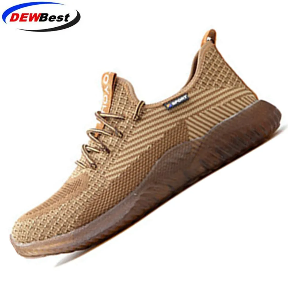safety shoes DEWBEST 2019Flyknit дышащий стальной носок Кепка Рабочая защитная обувь уличная Мужская противоскользящая дезодорант стальная проколная конструкция - Цвет: safety shoes