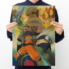 Настенные стикеры постер Наруто, винтажная декоративная живопись, крафт-бумага, коллекция японских иероглифов, домашний декор, картины на стену