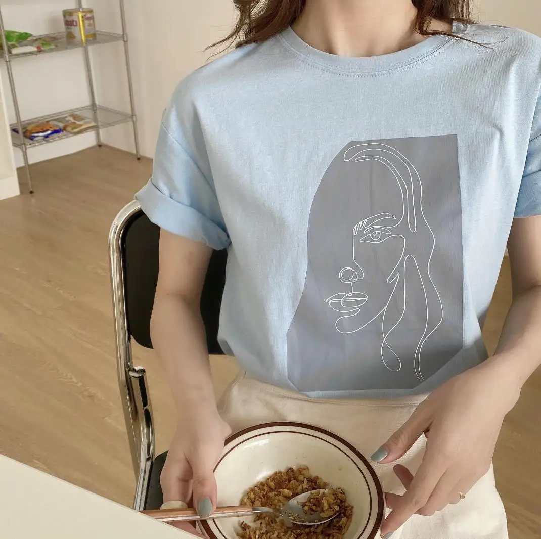 Женские дизайнерские футболки с абстрактным принтом однотонные белые хлопковые