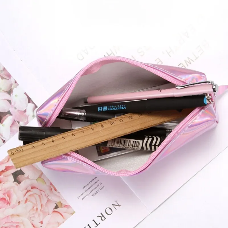 

Holographic Iridescent Pencil Case for Girls Boy PU School Supplies Stationery Gift Cute Pencil Box Pencil Bag 19*4.5*5.5cm 1pc