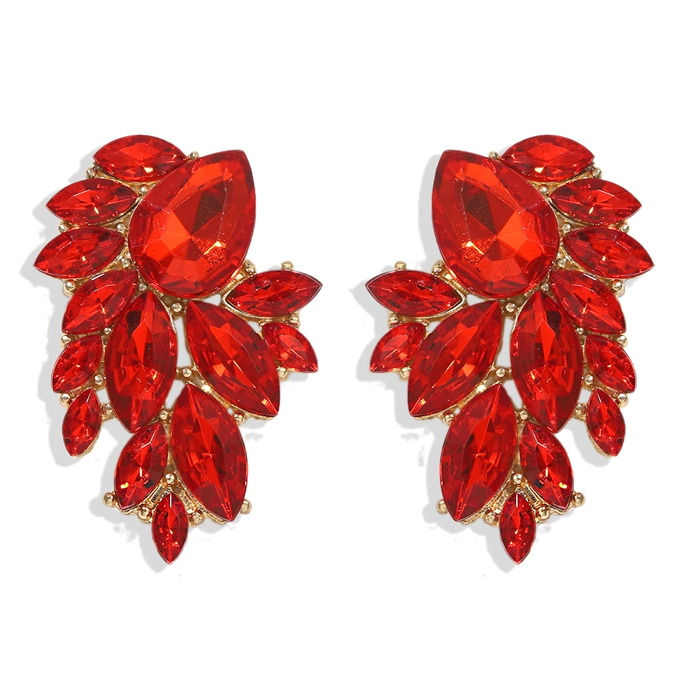 

Girlgo 2020 Chic Shining Crystal Pandientes Earrings For Women Red Gold Color Drop Geometric Earrings Prom Ear Gift Accessories