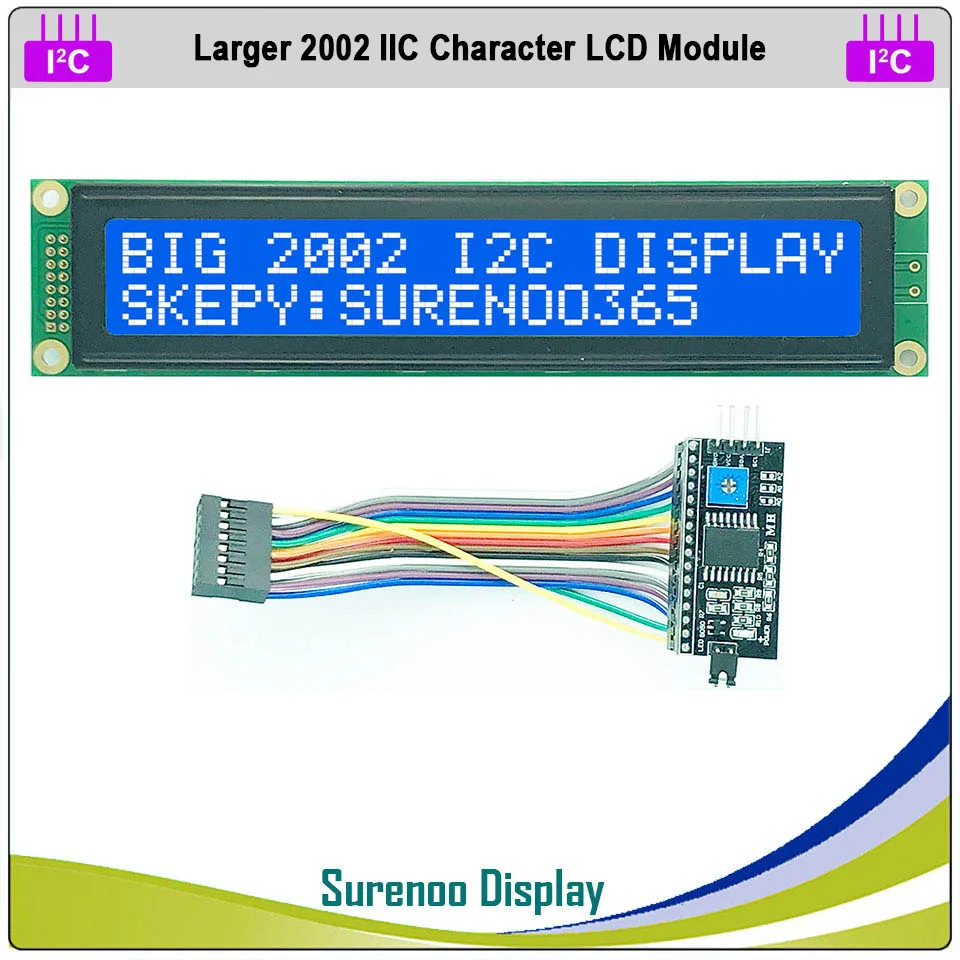 Последовательный большой ЖК модуль IIC / I2C TWI 2002 202 20*2 символа желтый зеленый синий