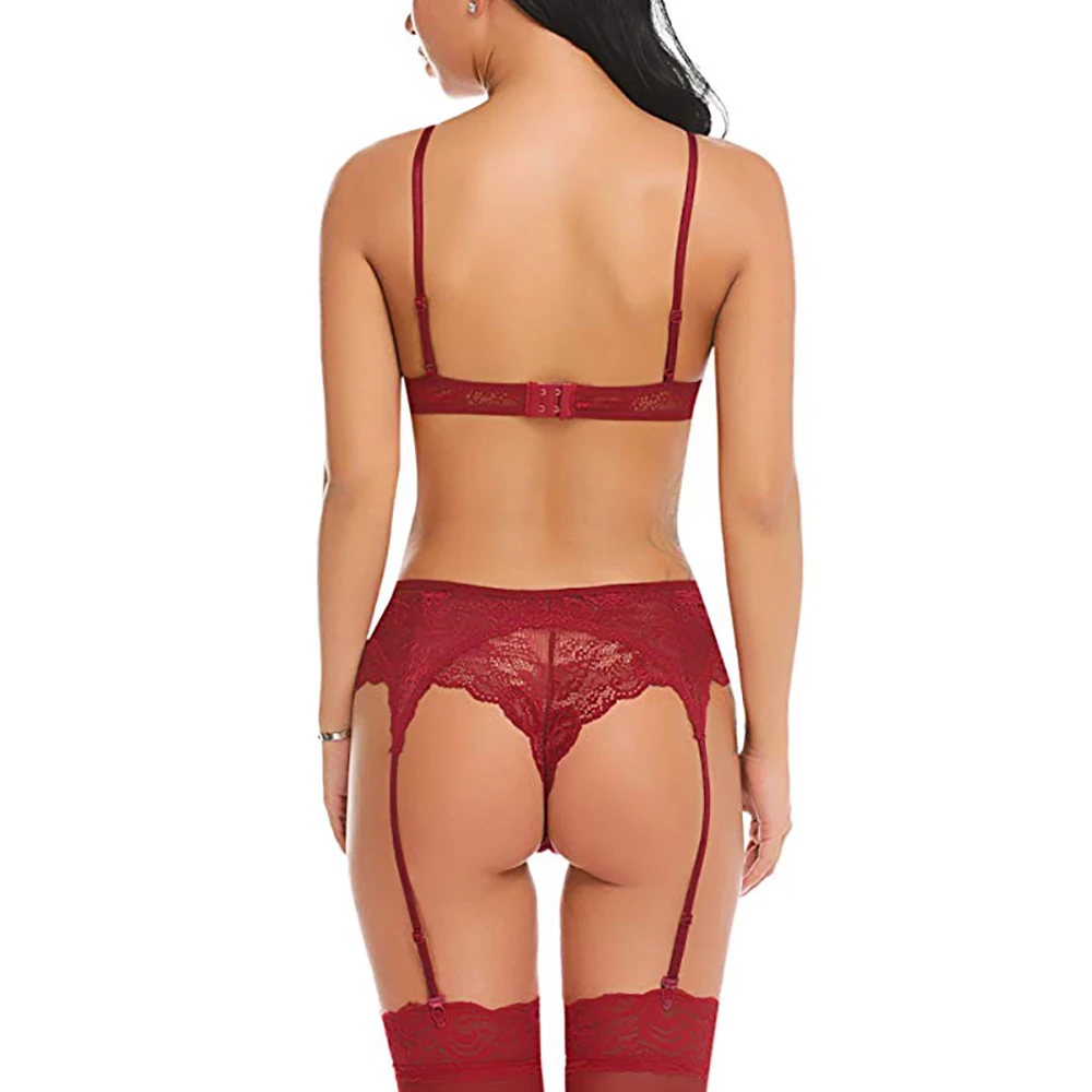 Porn Lingerie Set Erotic Hot Women Lace Open Bra And Garter Panties Sexy Underwear Female Babydoll Lenceria Costumes D35 | Тематическая