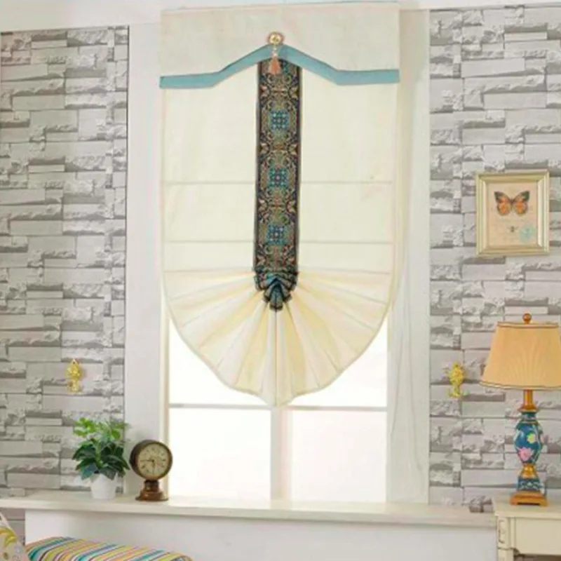 

European Fan-shaped Roman Blinds Elegant Fashion Roller Blinds Lifting Curtains for Living Room Bedroom Roman Blinds Custom