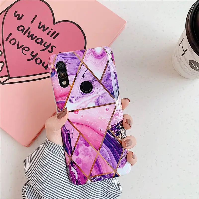 Силиконовые телефонные чехлы с мраморным покрытием для Xiaomi Redmi Note 7 8 Pro мягкий