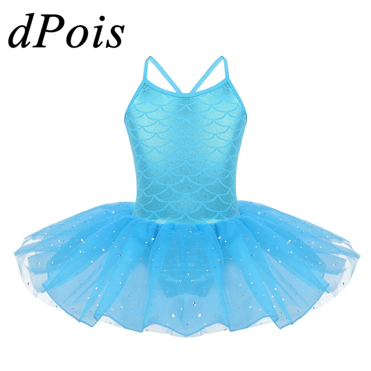 Детская танцевальная одежда с блестками для девочек Костюм Балерины хвостом