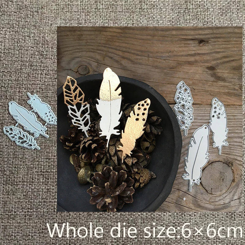 

New Design Craft Metal stencil mold Cutting Die 3pcs feather decoration scrapbook die cuts Album Paper Card Craft Embossing