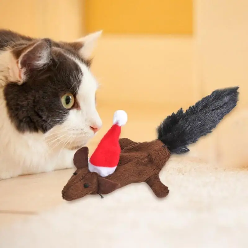 Собака Кошка плюшевая игрушка износостойкая имитация на Рождество мышь грызет