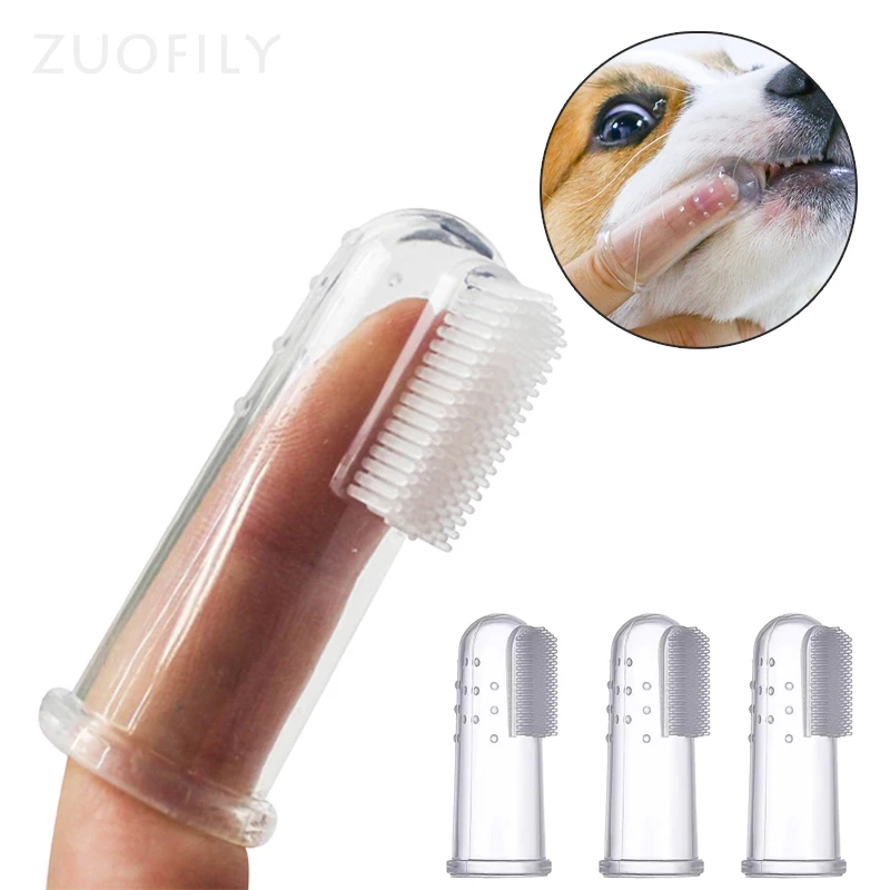 Горячая Распродажа супер мягкая надеваемая на палец зубная щетка для домашних