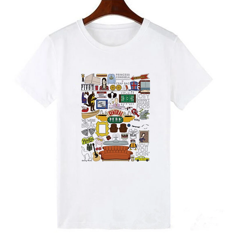 Яркие друзья, футболка для ТВ-шоу, Joey camisetas verano mujer, ulzzang harajuku, уличная футболка большого размера - Цвет: 19bk380-white